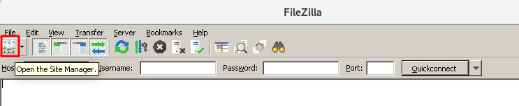 Pagina principale di Filezilla